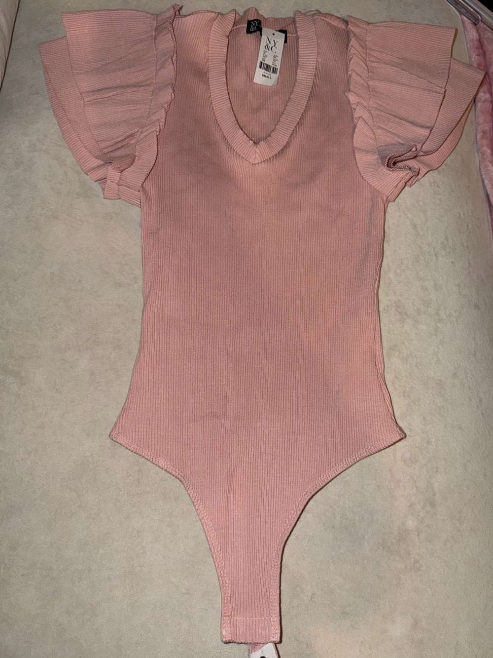 Express Pink Ruffled Sleeve One-Piece Bodysuit
